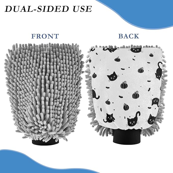 Cute Cartoon Black Cat Car Wash Mit Scratch Free Wash Mitten For Cars Car Drying Mitt