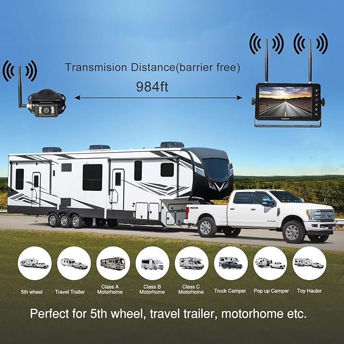 Haloview BT7 RV Backup Camera Wireless FHD 1080P DVR Rearview Full-Color Night Vision Cam and 7" Monitor System Adapter for Furrion Pre-Wired RV,Truck,Trailer,Truck,Camper,Van,Pickup