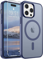 SUPFINE Magnetic for iPhone 14 Pro Max Case (Compatible with MagSafe) (Military Grade Drop Protection) Slim Translucent Matte Shockproof with Anti-Fingerprint Phone Case,Lavender Gray