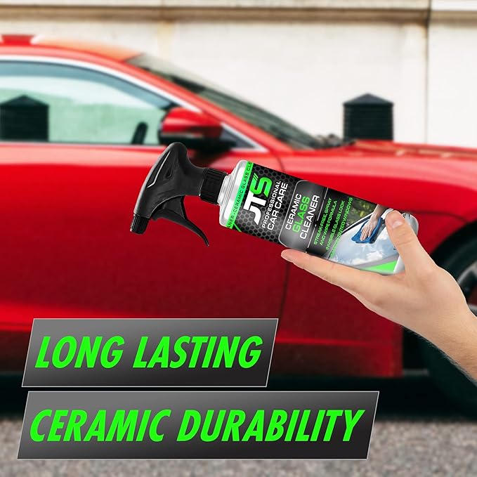 JT's Ceramic Glass Cleaner - Car Window Cleaner | Car Wash All-Natural Streak Free Formula For Car Cleaning (16 Fl Oz)