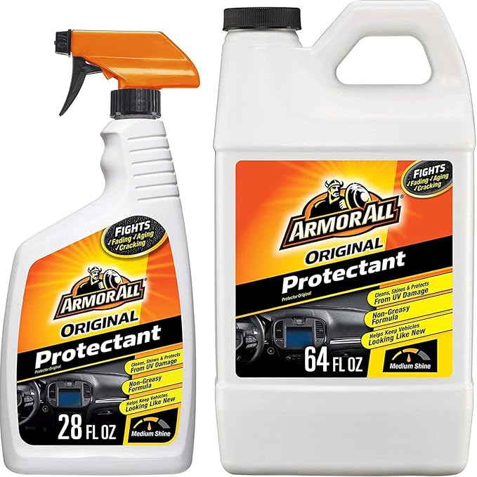 Armor All Original Protectant Spray and Refill, Interior Car Cleaner with UV Protection Against Cracking and Fading, 28 Fl Oz Bottle, 64 Fl Oz Refill
