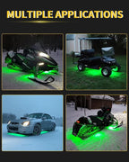 YM E-Bright Car Led Strip Lights for Golf Cart Underglow Motorcycles Marine Boat Kayak Interior Exterior 36SMD Waterproof IP68 Upgrade Solid Silicone 12V 12inch Green (Pack of 4)