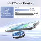Wireless Magnetic Charger Desk Mount 15W Fast Charger for iPhone 17 16 Pro Max 15 14 13 12 Series,Magnet Qi Charging Pad/Station for AirPods,Recessed Hidden Under Desktop Hole Save Nightstand Space
