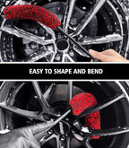 YeewayVeh 2PCS Car Wheel Brush, Long Handle Microfiber Rim Cleaner Brush and Bendable Wool Fiber Wheel Cleaning Brushes for Truck SUV Tire Rim Car Wheel Cleaning Kit, Red&Black