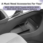 LUWU Lower Console Organizer Compatible with 2023 2024 2025 Toyota bZ4X & 2023 2024 2025 Subaru Solterra Accessories Armrest Console Secondary Storage Box Insert Tray Silicon Material Black