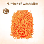 HARFINGTON Chenille Microfiber Car Wash Mitts 9.8" x 7.9" Scratch Free Wash Gloves Absorbent Double Sided Plush Cleaning Drying Mitts for Car Washing Home Clean, Orange