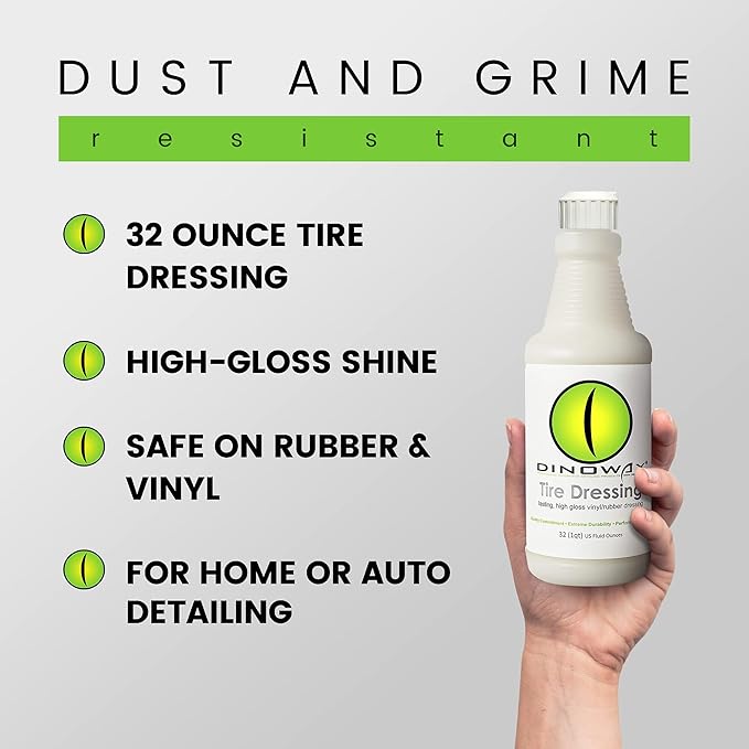 Dinowax - Tire Dressing, Tire Shine, Tire, Vinyl, and Rubber Dressing, Tire and Wheel Care Products, 32 Oz