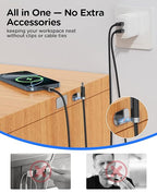 Magtame USB A to USB C Cable 5FT, StayCable with Built-in Magnetic Holder for Nightstand/Desk/Car, Type C Fast Charging Anti-Fall Cord with 2 Adhesive Metal Plates, Braid USB Data Cable for iPhone 17