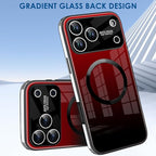 Guppy Compatible with iPhone 17 Pro Magnetic Case, with Full Camera Lens Protector [Compatible with MagSafe] Scratch Resistant Gradient Glass Back Cover Phone Case-Red