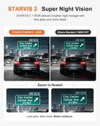 3 Channel 4K Dash Cam with STARVIS 2 Sensor, Free 128GB Card and WiFi 6 up to 20MB/s, Dash Camera for Cars with Front Rear Inside, 4K 2K 1080P, IR Night Vision, GPS, 24H Parking Mode, G-Sensor