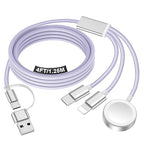 Travel Essentials for Apple Watch Charger,iPhone Charger,3 in 2 Type C/L/Magnetic Fast Charging Cable,Multi Charging Cable Portable Designed for iWatch Series,iPhone 17-11,Galaxy S26-S21,Car-4FT