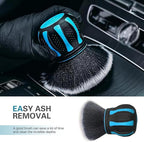 Car Detailing Brush, Ball-Shaped Cleaning Brush with Ultra Soft Dense Bristles, Non-Slip Handle and Storage Rack Design, Universal Multi-Purpose Gap Cleaner for Car Home Office (Blue)