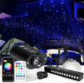 AZIMOM Mini 6W Twinkle 550pcs0.03in 9.8ft Fiber Optic Starlight Headliner+180pcs Fiber Pure White Meteor Shooting Star for Car Home, End Glow Fiber Strands Sound-Activated APP& Remote Control