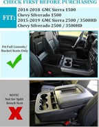 Sinvanho 2PCS Center Console Organizer Compatible with Chevy Silverado/GMC Sierra 2014-2018 1500/2500/3500HD Armrest Box Storage Tray, Truck Accessories, Full Console w/Bucket Seats Only