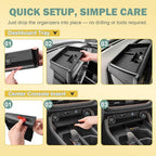 3PCS Center Console Organizer Set Compatible with 2024 2025 2026 Toyota Grand Highlander Accessories — Dashboard Organizer + Front Console Insert Divider + Armrest Storage Box, ABS Storage Tray