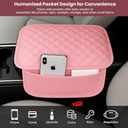 Upgraded Car Center Console Cover with 2 Storage,Arm Rest Covers Armrest Cover for Car, Microfiber Leather Car Armrest Cover Cushion, Universal Car Interior Accessories for Vehicles（Pink longer）