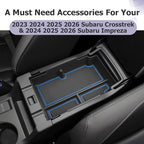 LUWU Center Console Organizer Compatible with Subaru Crosstrek & Impreza 2024-2026 Accessories Armrest Console Secondary Storage Box Insert Tray ABS Material with Coin Holder Blue