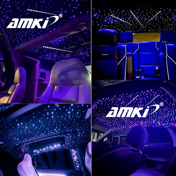 AMKI Mixed415pcs 9.8ft Twinkle Starlight Headliner Kit, Updated 2 in 1 Twinkle+Meteor Fiber Optic Light Box RGBW Sound Activated Mode for Car& Home Decoration, 240pcs Pure White Shooting Star