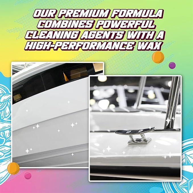Salty Captain Boatie Wash N Wax - (Bubble Gum Scent) Foaming Car & Boat Wash and Wax Concentrate, Cleans Away Salt, Marine Residue, Dirt | pH Balanced