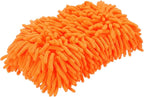 HARFINGTON Car Wash Sponge 9.1" x 4.7" Chenille Microfiber Mitt Scratch-Free Absorbent Scour Scrubber Cleaning Sponge for Washing Detailing on Cars, Trucks, SUV, Boats, RVs, Orange
