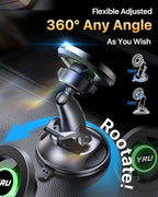YRU [Truely Upgrade & Patent] Car Phone Holder for Magsafe [98+LBS Strongest Suction & Enhanced Magnetic] Dashboard Car Mount Windshield Vent Phone Stand for iPhone 17/16/15/14/13/12 Pro Max, Black