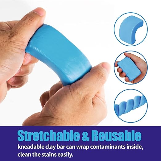 Clay Bar for Auto Detailing 3 * 100g, Automotive Clay bar Kit for Cars’Paint Surface, Metal and Glass, Prep for Sealants, Waxes and Coatings (3x100g, Blue, Heavy)
