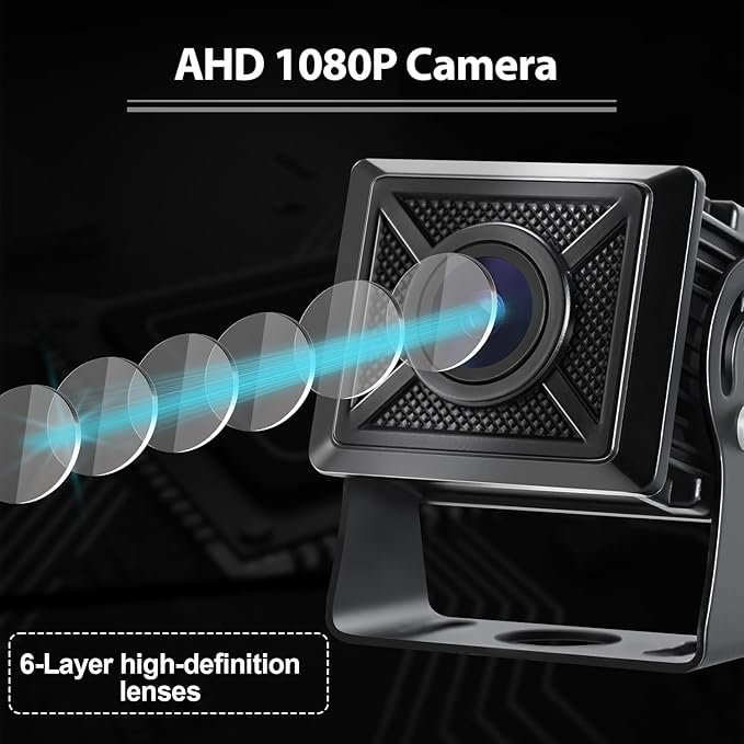 7'' HD1080P Wired Backup Camera System with Touch Screen Monitor, 2 Wired Rear View Cameras, Colorful Night Vision& IP68 Rated &10G Vibration, Backup Camera for Trucks/RVs/Trailers/Skid Steer