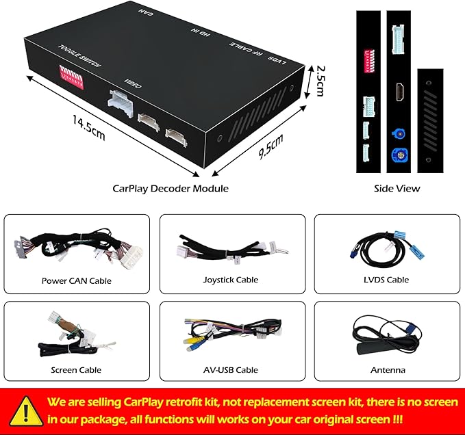 Wireless CarPlay Android Auto Decoder Retrofit Kits Compatible with Lexus ES200 ES250 ES260 ES300 ES350 for Large touchpad from 2015-2020, Supprot Navigation, Mirror Link, Back-up Camera