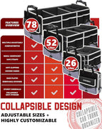 Car Trunk Organizer with Portable Leak Proof Cooler Bag, 3 Compartments Collapsible Car Organizers and Storage with Foldable Cover, Christmas Gifts, Suitable for SUV, Auto, Truck, Minivan