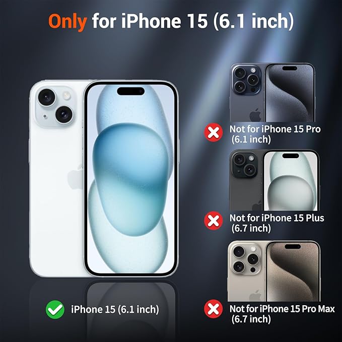 SUPFINE Magnetic for iPhone 15 Case (Compatible with MagSafe) (Military Grade Drop Protection) Translucent Matte Shockproof Phone Cover, Black