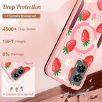 for Moto G 5G 2024 Case - Compatible with MagSafe Women Girls Cute Magnetic Protective Phone Cover Girly Kawaii Strawberry Heavy Duty Shockproof Design for Motorola Moto G 5G 2024 Cases