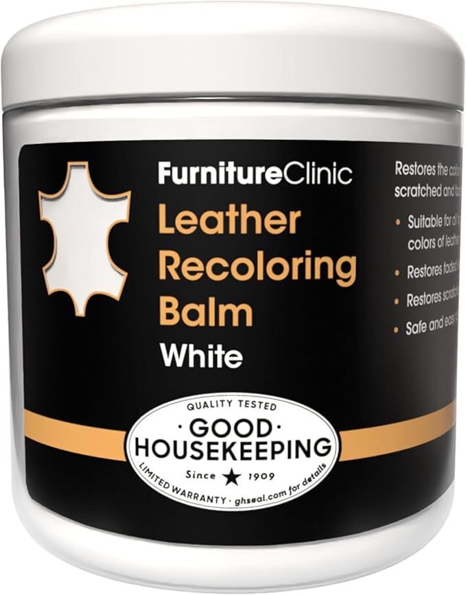 Furniture Clinic The Original Leather Recoloring Balm White Leather Dye for Furniture, Couches & Car Seats - Restore Scratched, Faded, & Damaged