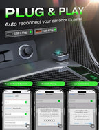 2-in-1 Wireless CarPlay Adapter 2026 Support Apple CarPlay & Android Auto, Mini Bluetooth USB A & USB C Dongle Convert Wired to Wireless Compatible with iPhone & Android