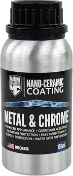 Professional Metal & Chrome Ceramic Coating (150ml) / 18 Month Protection from Oxidation, Rust, Scratches, Water Spots, 2x Thicker, Easy Application for Railings, Anchors, Cleats etc