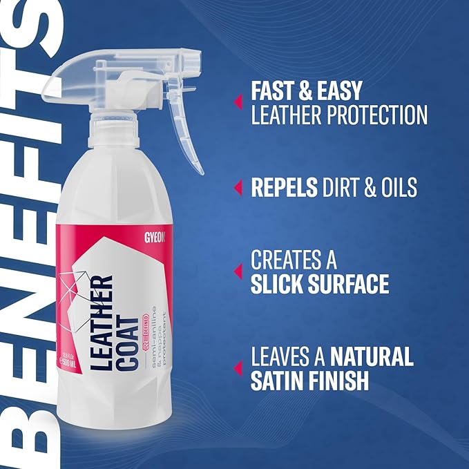 Gyeon Leather Interior Care Kit – LeatherCleaner Strong 500ml & LeatherCoat 120ml for Deep Cleaning and UV-Resistant Protection of Leather Surfaces