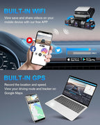 PRUVEEO 360° 4 Channel Dash Cam Front and Rear Inside Left Right, Dash Camera for Cars, Built-in GPS WiFi Night Vision, 24/7 Recording Parking Mode Monitor, 128G Card Included