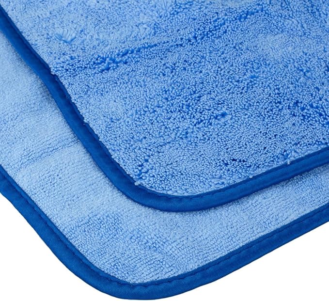 Maxshine 16”x16” Universal 380GSM Blue Zero Crazy Microfiber Towel Cleaning Cloth with Blue Silk Border - Ultra-Soft & Absorbent, Ideal for Car Detailing & Cleaning
