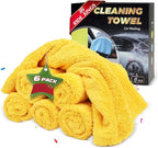 Microfiber Car Wash Cleaning Towels, 450gsm Ultra-Thick Highly Absorbent Lint-Free Detailing Cloths, Scratch Free Reusable Rags for Car Interior & Exterior - Coral Fleece, Blue, 6 Packs