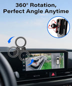 Car Phone Holder for 2025 2026 KIA Carnival/Carnival EV Accessories Apply to 12.3 Inch Touch Screen Fixed Clip Magnetic Cell Phone Mount Hands-Free 360 Degree Rotation