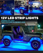 12V Led Light Strip Connectable 24Inch Blue Led Strip Lights for Car Golf Cart Motorcycle Boat Truck Cabinet Waterproof Led Light Strip,4Pack
