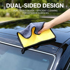 Ultrasoft, Large, Thick and Quick Drying Car Microfiber Cleaning Towel 800GSM Polishing Waxing Auto Detailing Towel Cloth (6pack) (Grey-Yellow)
