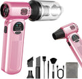 Cordless Air Duster & Handheld Vacuum 2-in-1, 8000mAh Rechargeable with Type-C Charging for Car, Keyboards, Electronics & Home – Pink