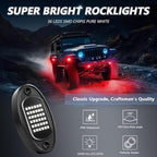 GSRECY Rock Lights Ultra Bright LED Neon Underglow Lights Waterproof for Trucks Pickup SUV UTV ATV RZR Car Boats Motorcycle (Red, 16 Pods+ 33ft Wire Harness)
