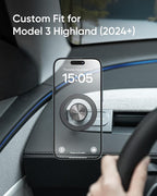 Magnetic Phone Mount for Tesla Model 3 2024+(Highland) Driver-Side Vent Fixed MagSafe Phone Holder, 360° Adjustable Strong Magnet Car Phone Mount with One-Handed Operation Tesla Accessories