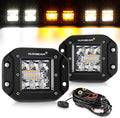 Auxbeam 5 Inch Flush Mount Led Light Pods, Amber Flush Mount Bumper Fog Lights 6 Modes Strobe Cube Pod Light Bar Yellow Spot Flood Offroad Driving Ditch Lights for Truck Jeep Car ATV