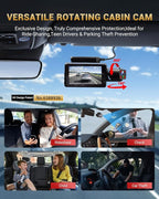 2.5K+1080P Dual Dash Cam Front and Inside, WiFi & GPS Dash Camera for Cars with 32G Card, IR Night Vision, 3" IPS Screen, Inside Car Camera for Taxi Driver, Support 256GB Max, App Control