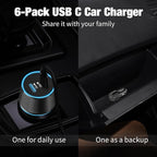 6 Pack 40W USB C Car Charger Fast Charging, Dual 20W Type C Port Cigarette Lighter Adapter, 12V USBC Plug Accessories Bundle for iPhone 17 16 15, Samsung Galaxy S26 S25, Google Pixel 10 Android Phone