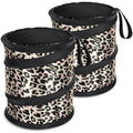 Car Trash Can, 2 Packs Mini Collapsible Car Trash Bin for Front Back Seat, Pop up Car Garbage Can, Portable Car Trash Bag Hanging for Vehicle SUV Rv Truck Accessories Interior, Leopard Print