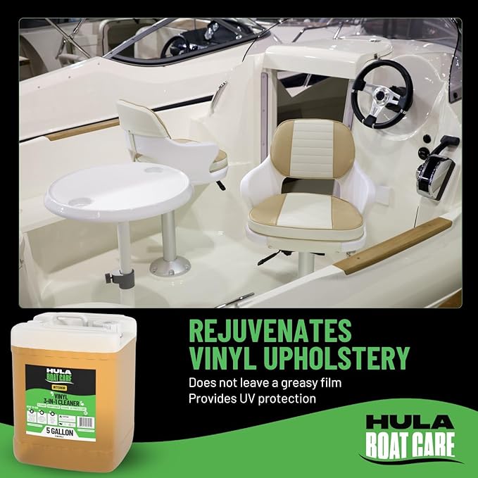 Hula 3-in-1 Boat Vinyl Cleaner, Conditioner and UV Protectant, 5 Gallon — Bulk Marine Detailing Supply, Made in USA