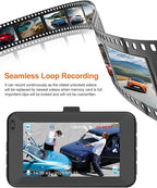 Dash Cam Front Car Camera, FHD 1080P Dashcam for Cars, Dash Camera with 32G SD Card, 24 Hours Parking Monitor, Night Vision, Loop Recording, G-Sensor, 3'' IPS Screen, 170°Wide Angle